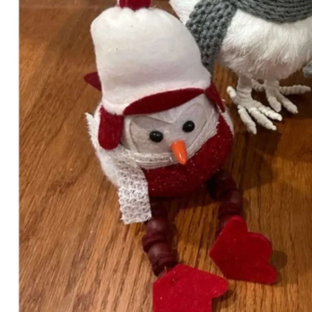 3 Winter Christmas Holiday birds tabletop decor